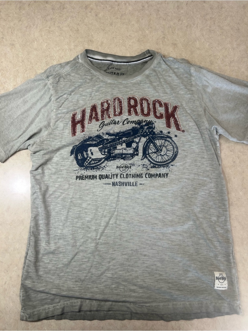 Hard Rock Guitar Co Nashville Gray Graphic T-Shirt Men’s Large Motorcycle Tee